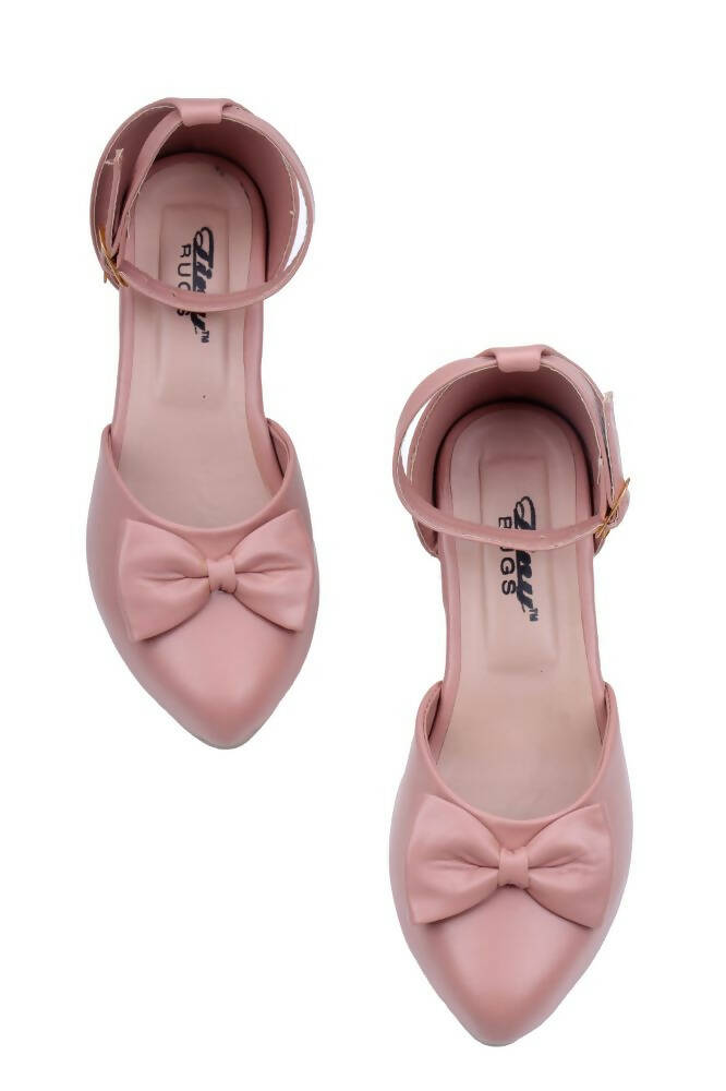 Tiny Bugs Girls Bow Embellished Ballerinas - Peach - Distacart