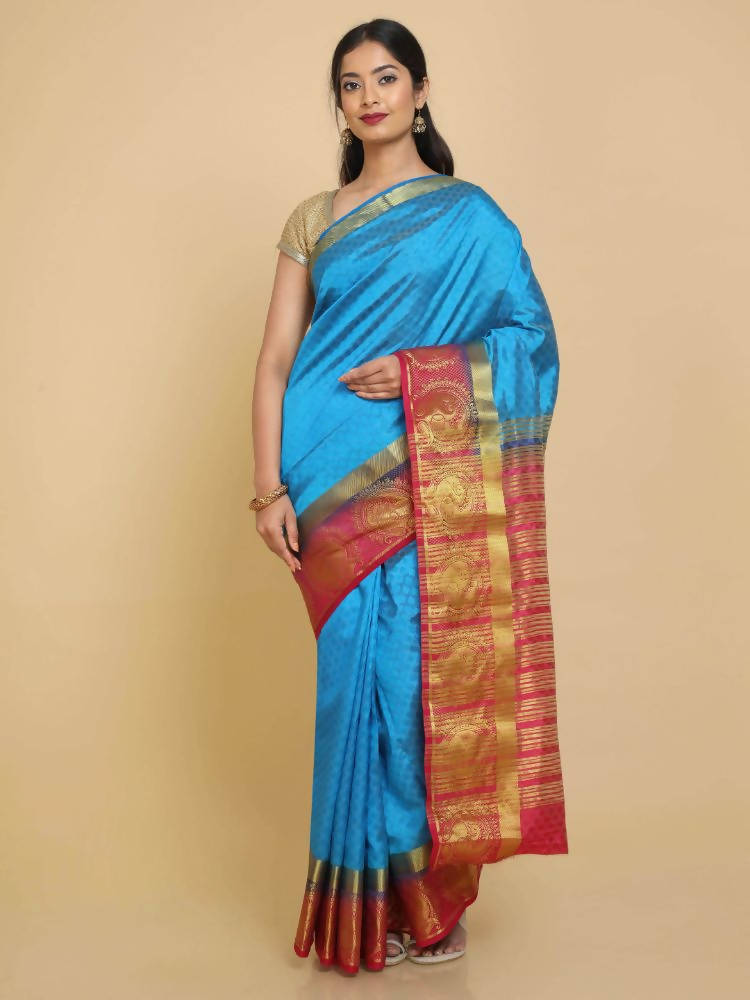 Kalamandir Floral Blue Pashmina Saree