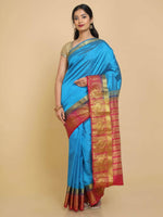 Thumbnail for Kalamandir Floral Blue Pashmina Saree