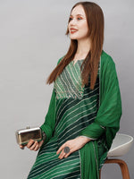 Thumbnail for Kalini Leheriya Printed Thread Work Kurta With Trousers & Dupatta - Distacart