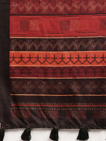 Thumbnail for Soch Red & Orange Silk Blend Saree - Distacart