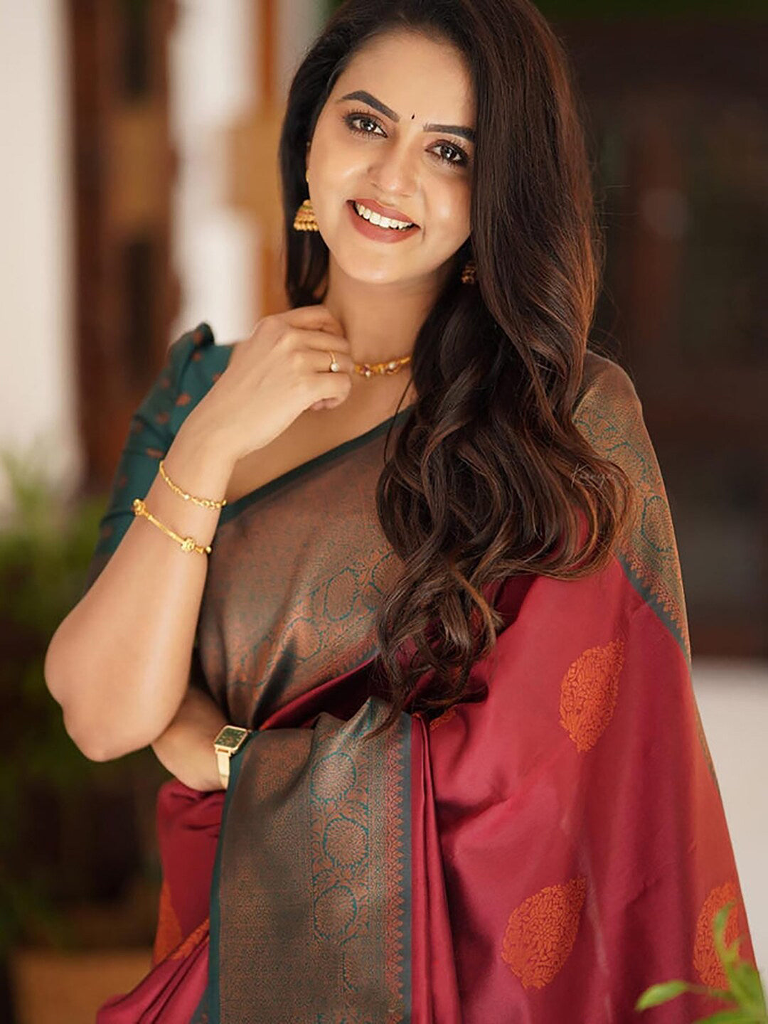 Kalini Ethnic Motif Woven Design Zari Kanjeevaram Saree - Distacart