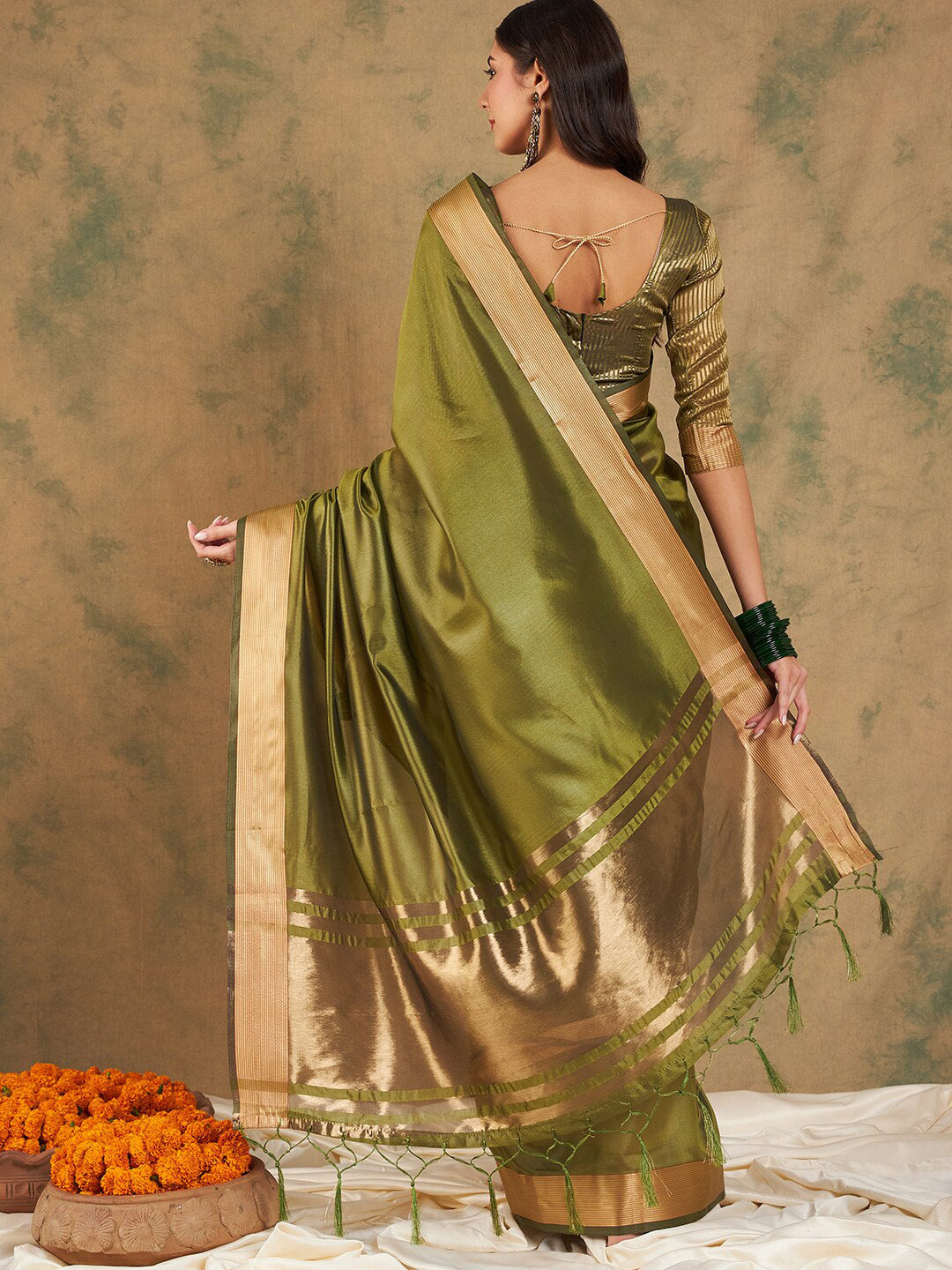 Sangria Woven Design Organza Sarees - Distacart