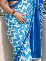 Thumbnail for Kalini Geometric Printed Pure Cotton Saree - Distacart