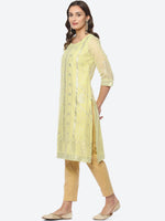 Thumbnail for Biba Women Ethnic Motifs Foil Print Chanderi Cotton Straight Fit Kurta - Distacart