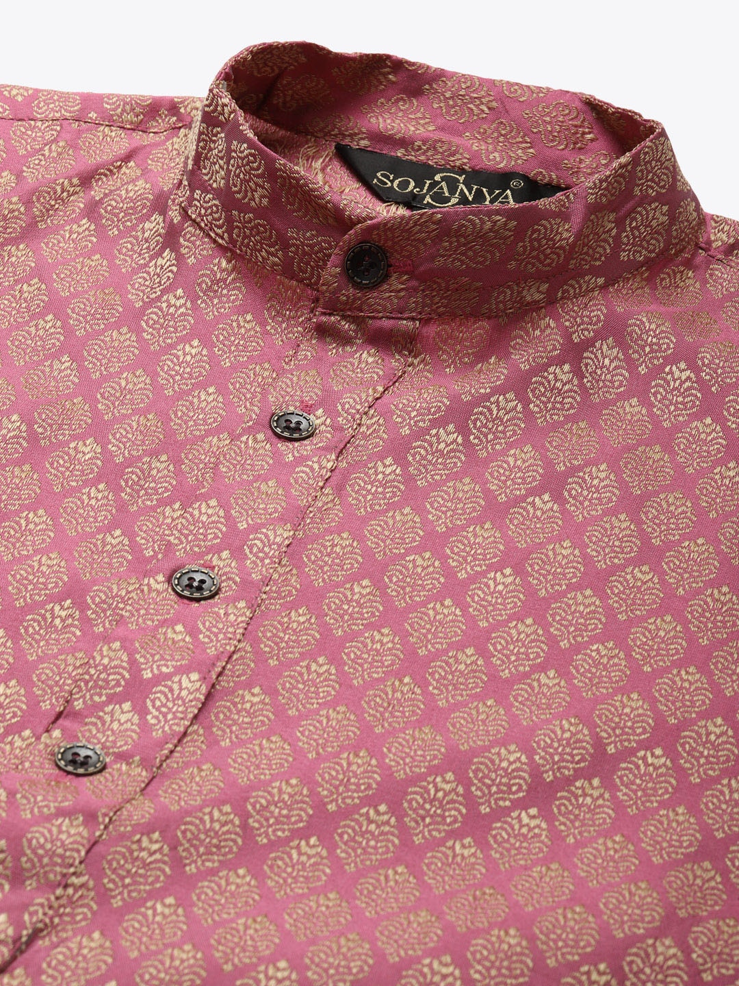 Sojanya Men Pink Ethnic Motifs Kurta with Churidar & Nehru Jacket - Distacart