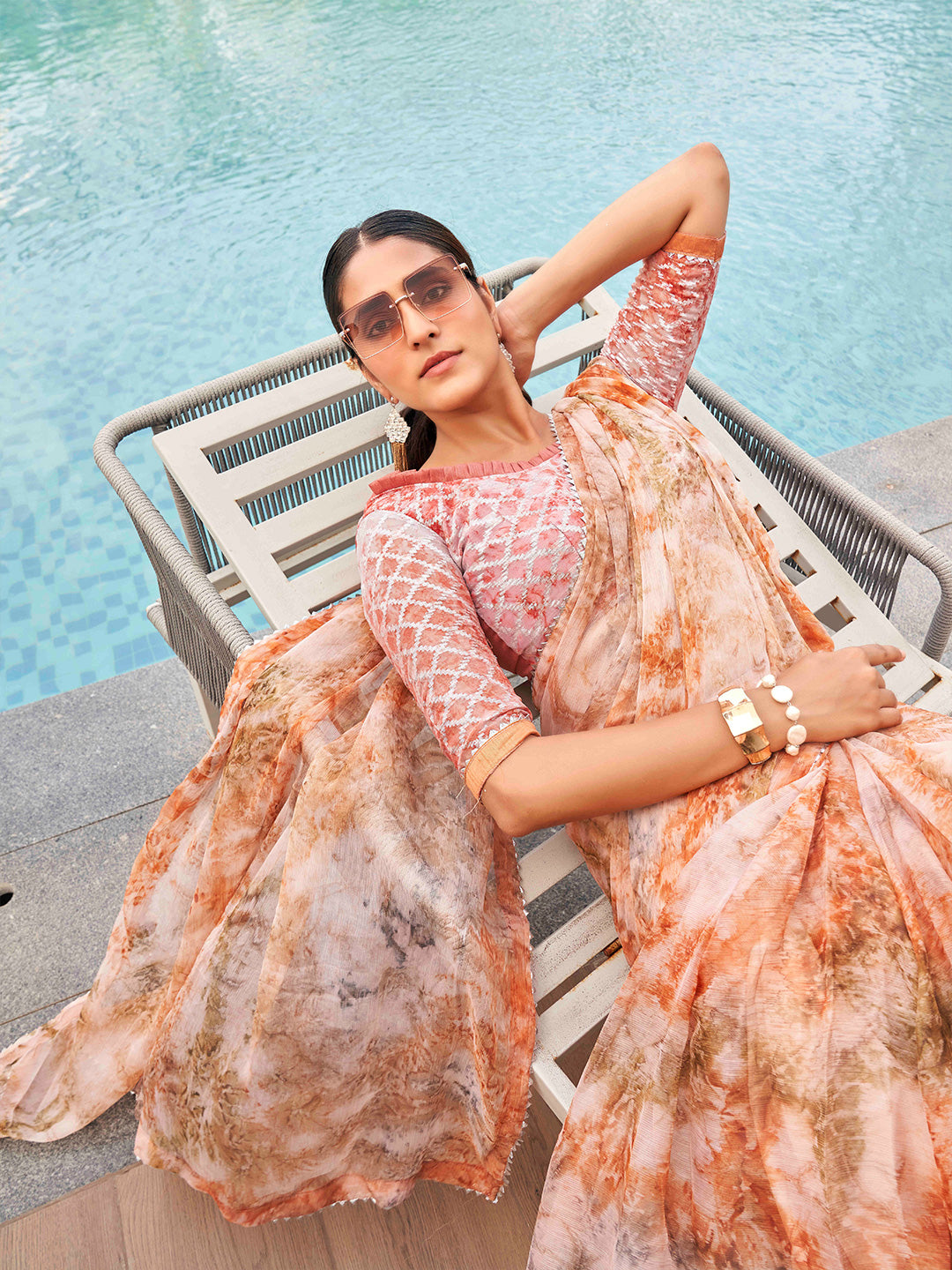 Tikhi Imli Tie and Dye Chiffon Saree - Distacart