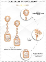 Thumbnail for Yellow Chimes Rhodium-Plated Rose-Gold White AD-Studded Drop Earrings - Distacart