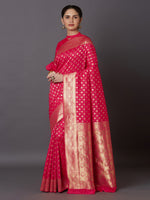 Thumbnail for Mitera Pink Gold-Coloured Woven Design Kanjeevaram Saree - Distacart
