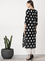 Thumbnail for Sangria Women Black & Off-White Woven Design Straight Kurta - Distacart