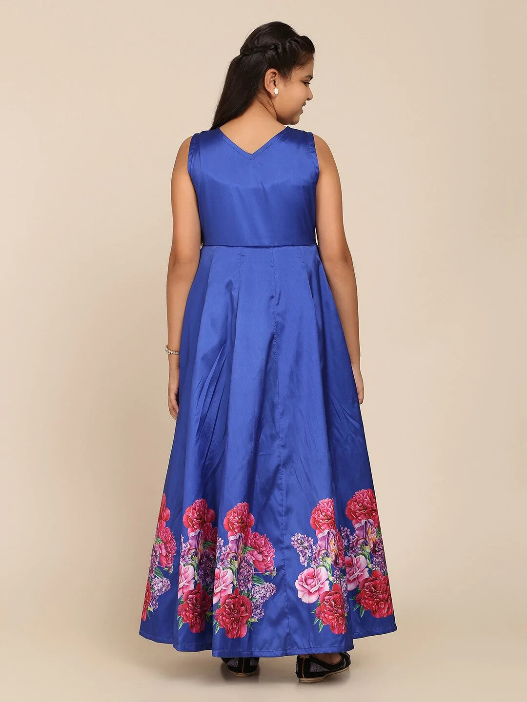 NOZ2TOZ Blue Floral Maxi Gown Dress For Girls - Distacart