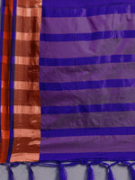 Thumbnail for Saree Mall Blue & Copper-Toned Zari Silk Blend Uppada Sarees - Distacart