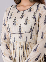 Thumbnail for Kalini Women Beige Ethnic Motifs Printed Cold-Shoulder Sleeves Floral Anarkali Kurta - Distacart
