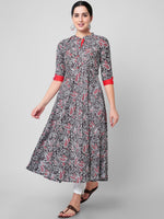 Thumbnail for Kalini Women Red Floral Printed Thread Work Handloom Anarkali Kurta - Distacart