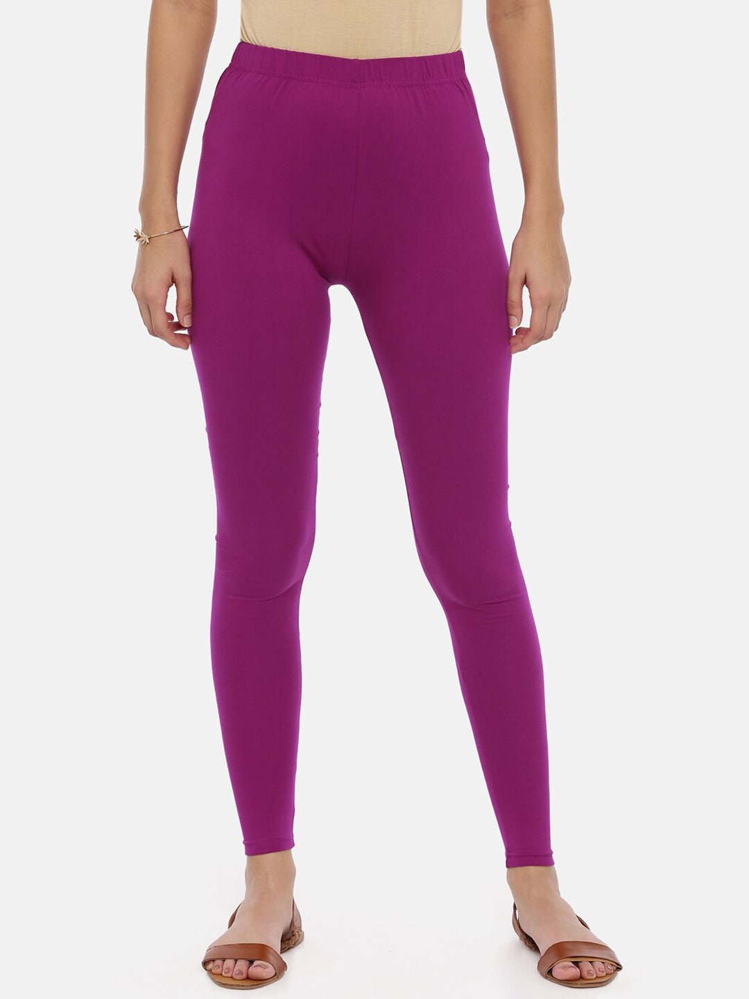 Souchii Purple Solid Slim-Fit Ankle-Length Leggings - Distacart