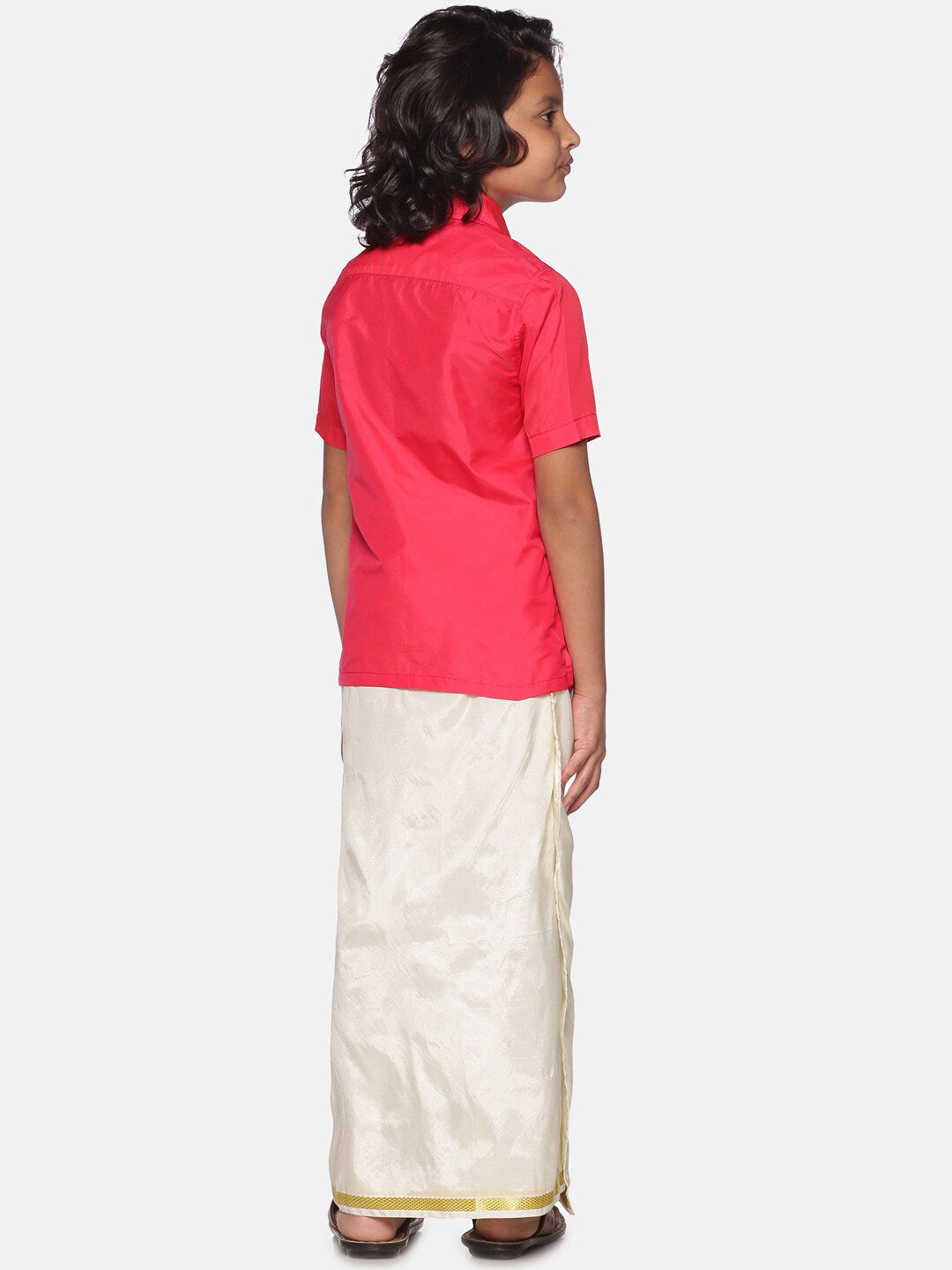 Sethukrishna Boys Rose & White Shirt & Dhoti - Distacart