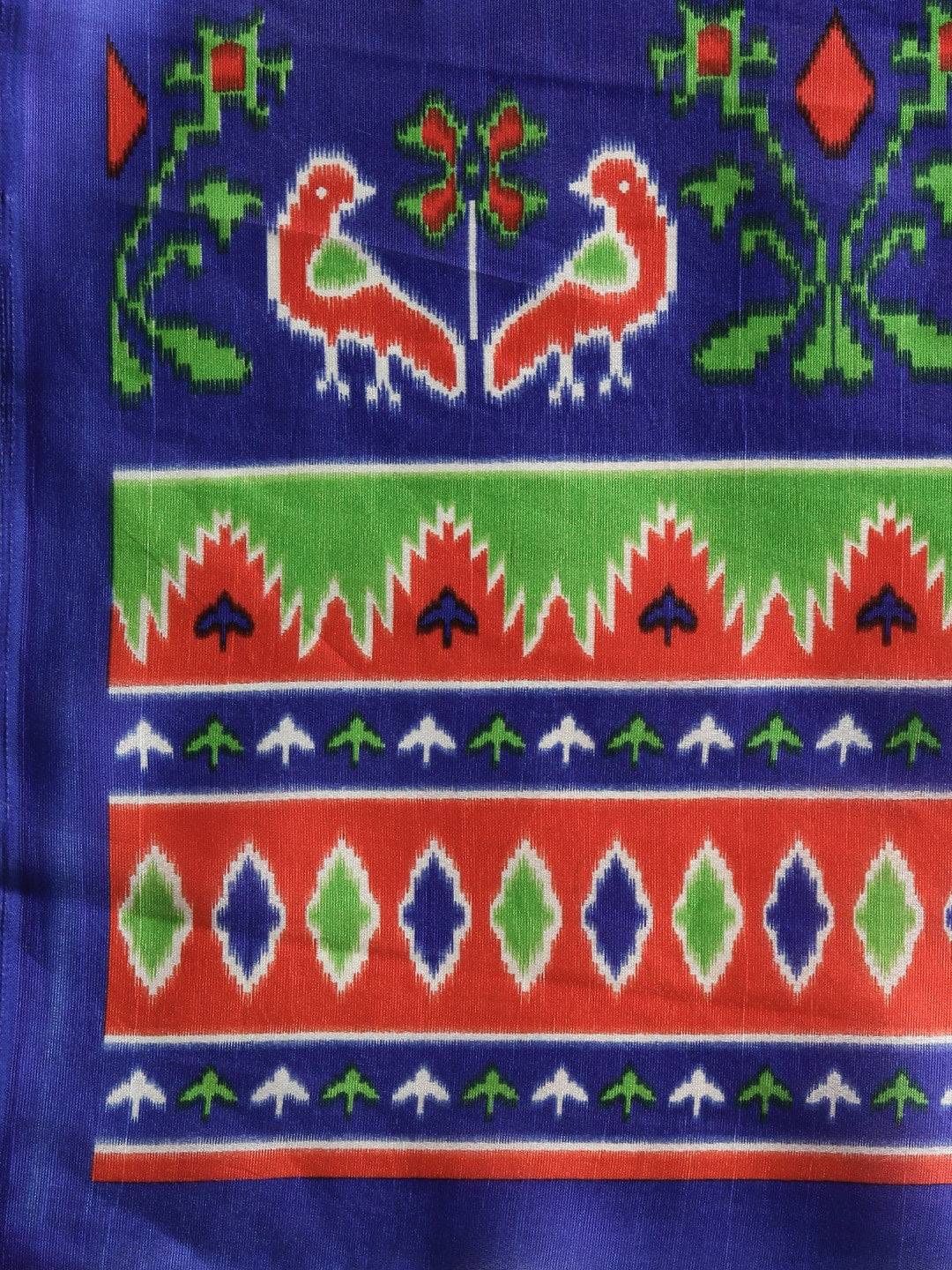 Saree Mall Red & Blue Printed Bhagalpuri Saree - Distacart