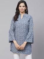 Thumbnail for Biba Women Blue & Grey Printed Straight Kurta - Distacart