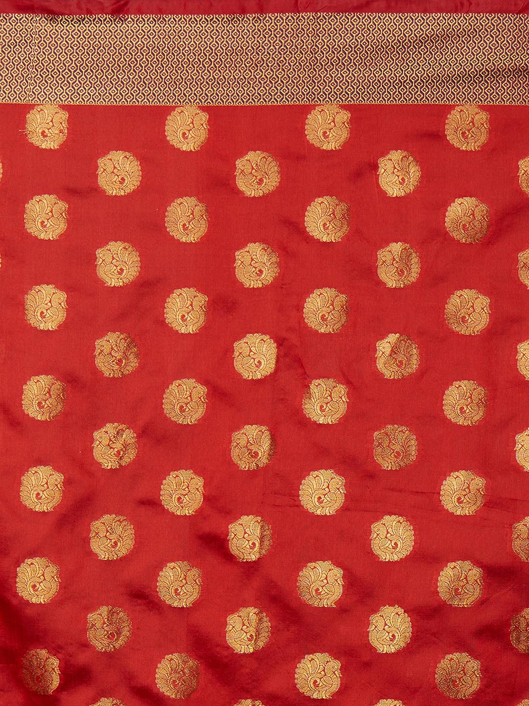 Mitera Red & Gold-Coloured Silk Blend Woven Design Banarasi Saree - Distacart