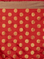 Thumbnail for Mitera Red & Gold-Coloured Silk Blend Woven Design Banarasi Saree - Distacart