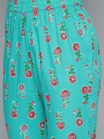 Thumbnail for HERE&NOW Floral Printed Pure Cotton Kurta with Trousers - Distacart