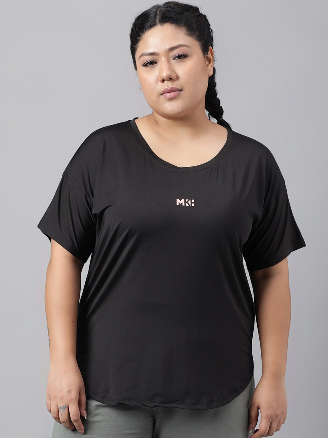 MKH Plus Size Drop Shoulder Sleeves Dri FIT Relaxed Fit Sports T-shirt - Distacart