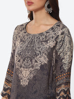 Thumbnail for Biba Women Grey & Beige Ethnic Motifs Printed Straight Fit Kurta - Distacart