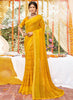 Mustard Georgette Foil Printed Saree with Unstitched Blouse Piece - Avika - Distacart