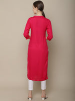 Thumbnail for Sangria Women Pink Thread Work Straight Kurta - Distacart