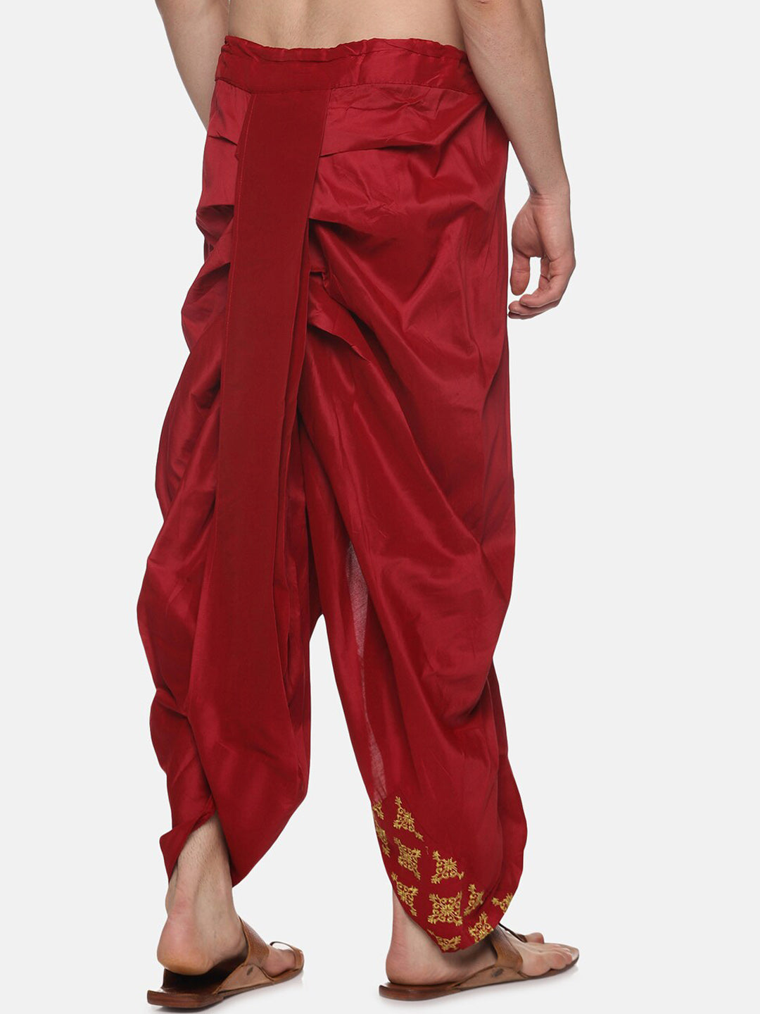 Sethukrishna Men Maroon Embroidered Dhotipants - Distacart