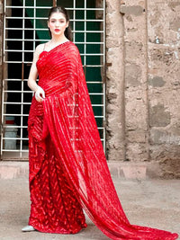 Thumbnail for Anouk Red Embellished Sequinned Pure Georgette Saree - Distacart