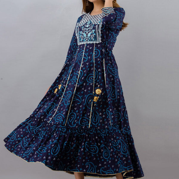 Kalini Women Blue Ethnic Motifs Printed Floral Anarkali Kurta - Distacart
