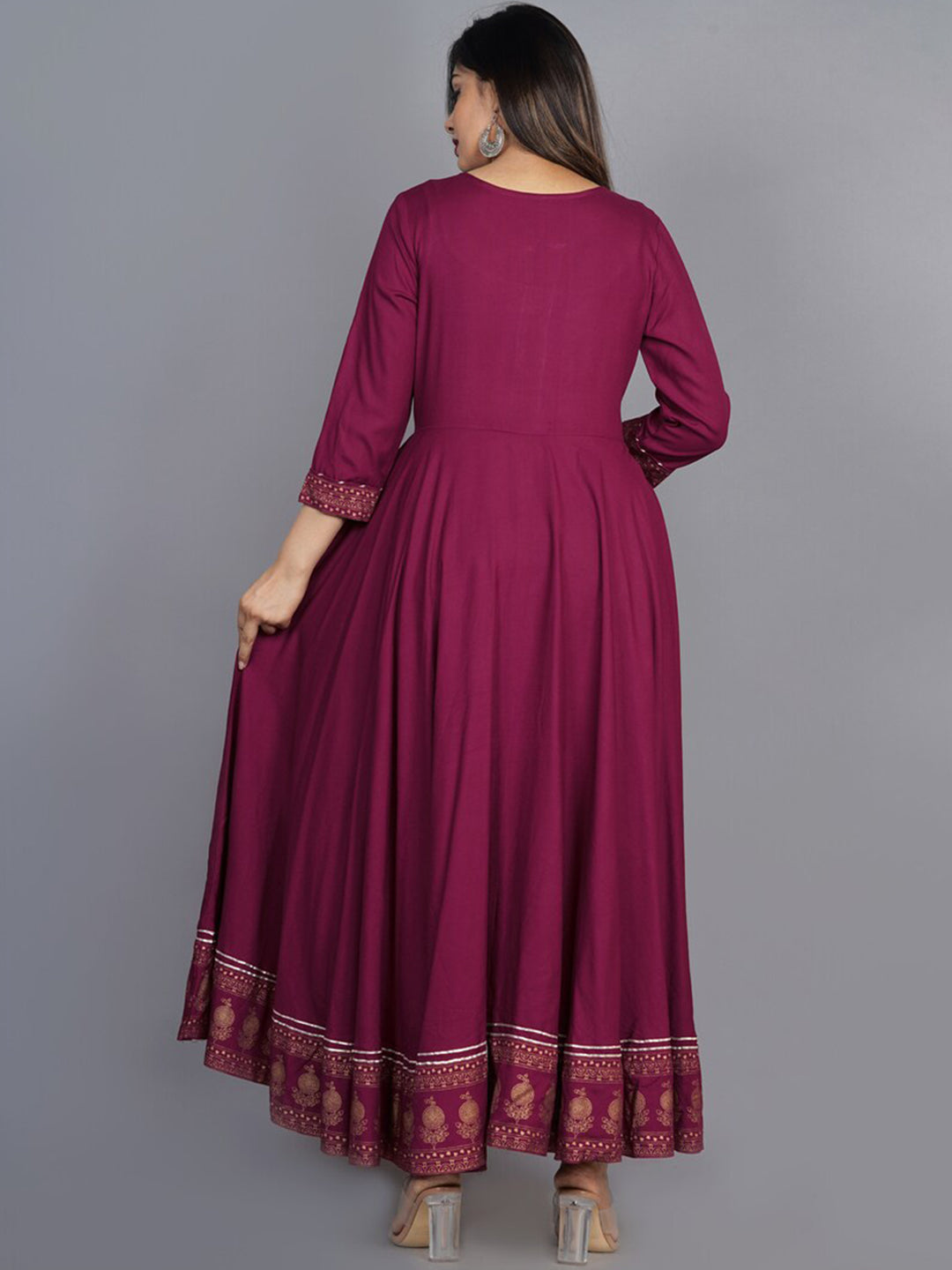 Kalini Women Maroon Floral Embroidered Anarkali Kurta - Distacart