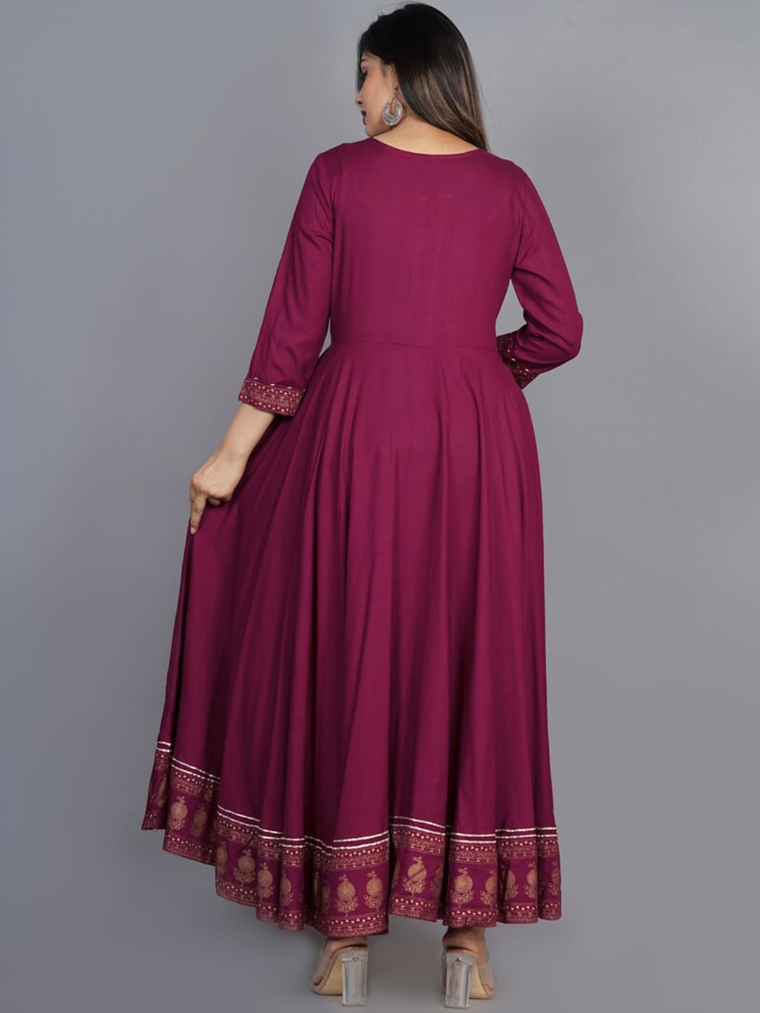 Kalini Women Maroon Floral Embroidered Anarkali Kurta - Distacart