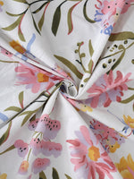 Thumbnail for KLOTTHE Floral 300 TC Fitted Super King Bedsheet with 2 Pillow Covers - Distacart