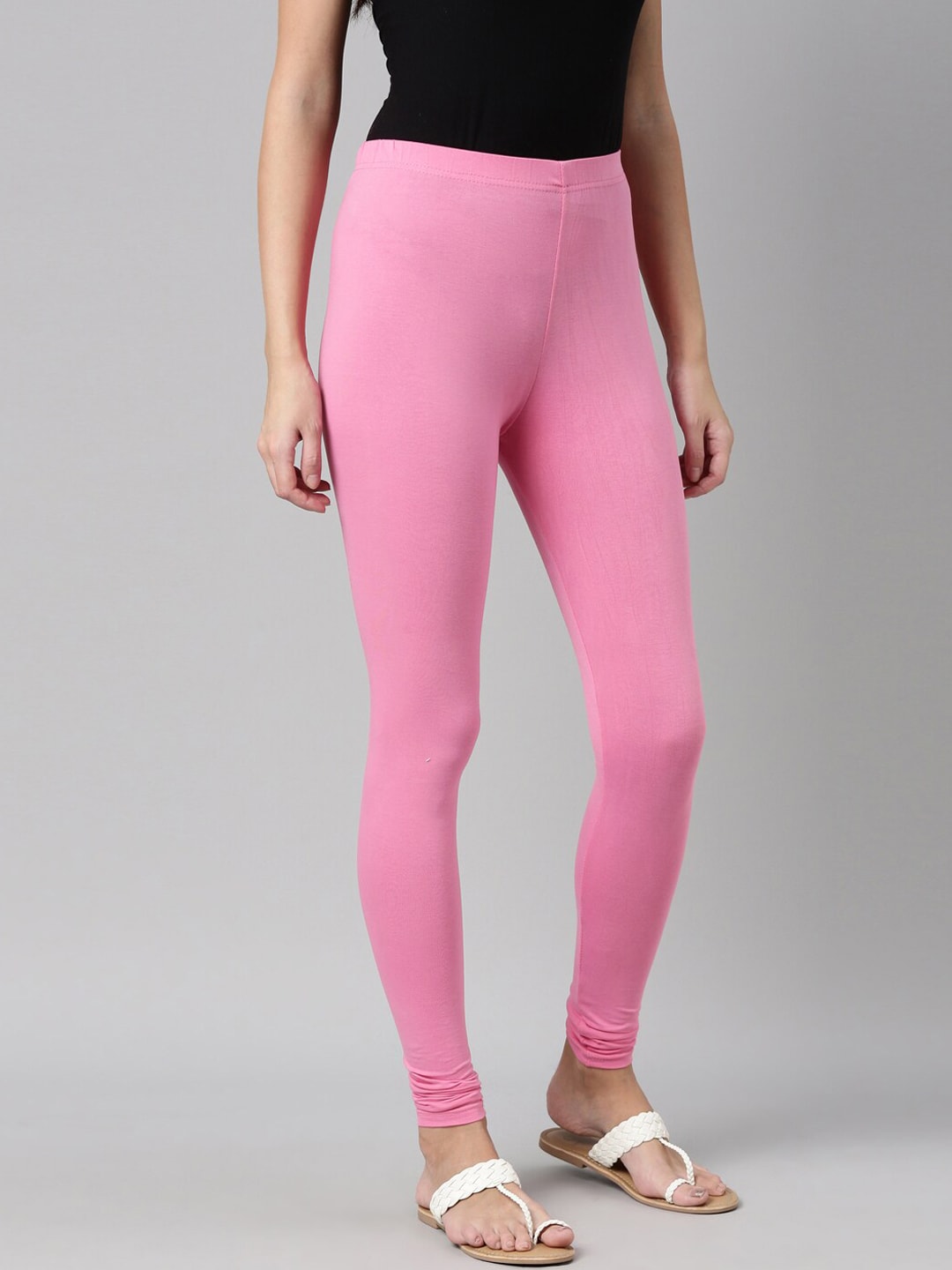 Souchii Pink Solid Slim-Fit Churidar-Length Leggings - Distacart