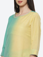 Thumbnail for Biba Women Sea Green & Yellow Kurta with Trousers & Dupatta - Distacart