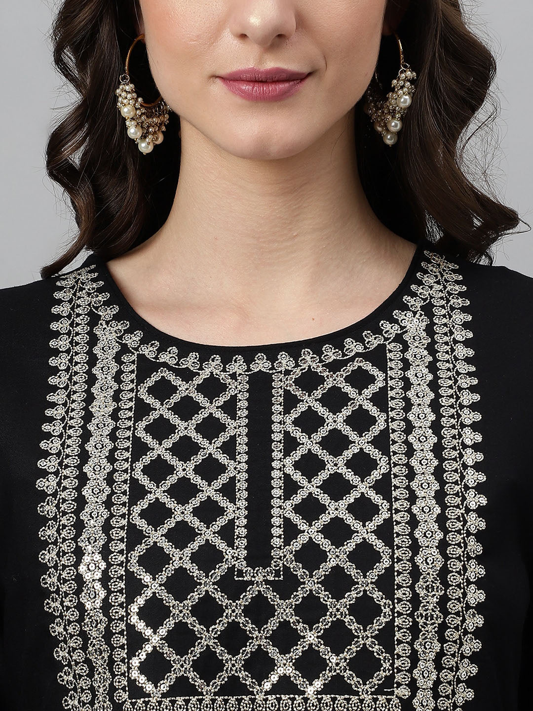 Khushal K Ethnic Motifs Yoke Design Zari Sequined Anarkali Kurta with Palazzos & Dupatta - Distacart