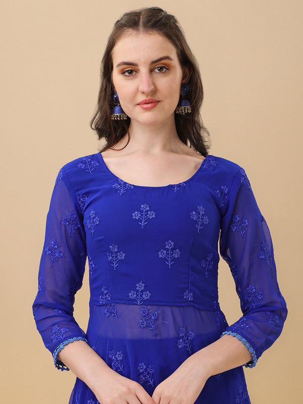 Kalini Floral Embroidered Regular Kurta With Trousers & Dupatta - Distacart