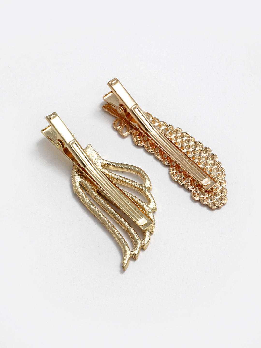 Panash Women Set of 2 Gold-Toned Cubic Zirconia-Studded Alligator Hair Clips - Distacart