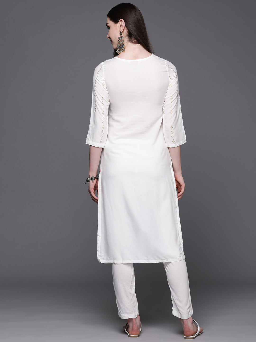 Biba Women Foil Print Kurta with Trousers - Distacart