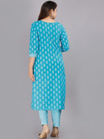 Thumbnail for Kalini Women Blue Ethnic Motifs Printed Pure Cotton Kurta with Trousers & With Dupatta - Distacart