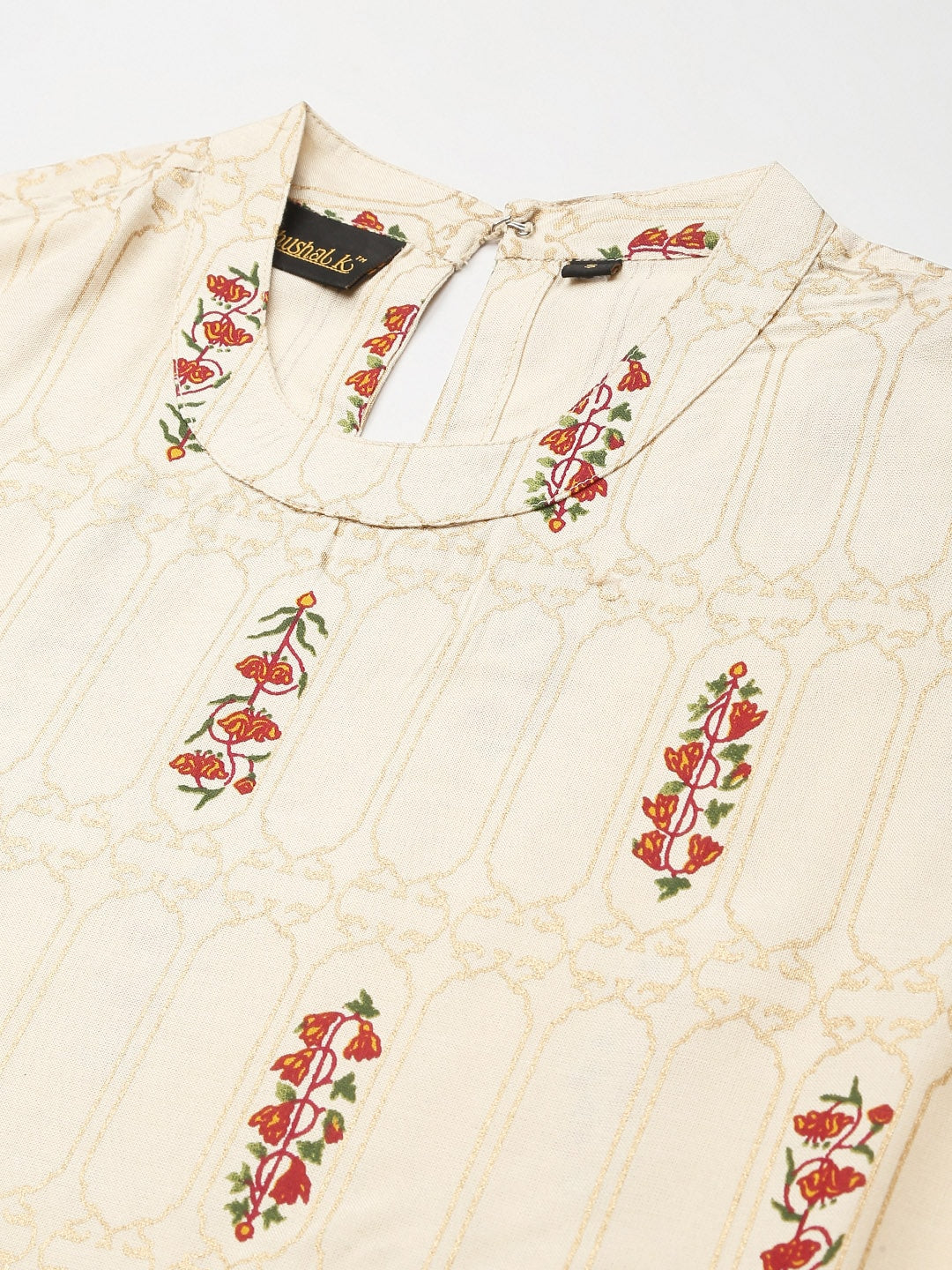 Khushal K Women Cream-Coloured & Brown Printed Kurta with Salwar - Distacart