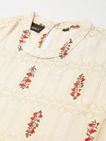 Thumbnail for Khushal K Women Cream-Coloured & Brown Printed Kurta with Salwar - Distacart