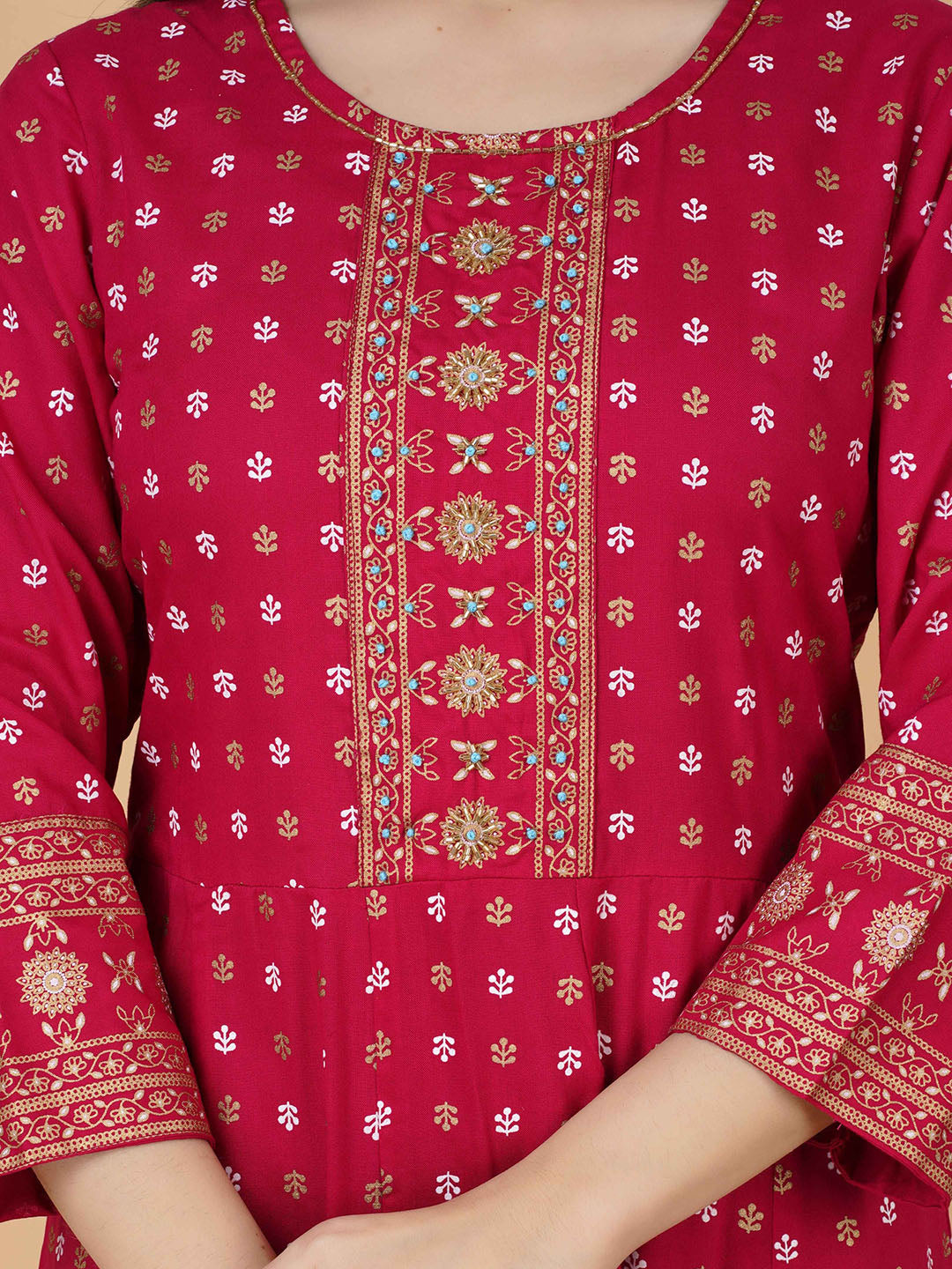 Kalini Ethnic Motifs Checked Anarkali Kurta - Distacart