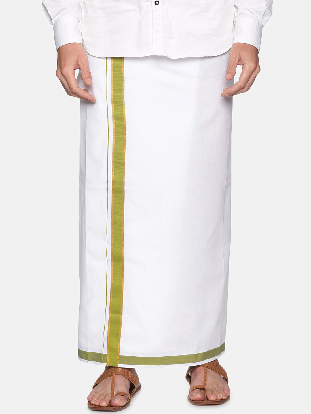 Sethukrishna Men White Solid Cotton Regular Dhoti - Distacart