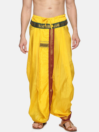 Sethukrishna Men Yellow & Red Readymade Dhoti - Distacart