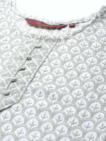 Thumbnail for Sangria Women Grey & White Ethnic Motifs Embroidered Thread Work Kurta - Distacart