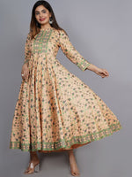 Thumbnail for Kalini Women Coral Pink Floral Print Anarkali Kurta - Distacart