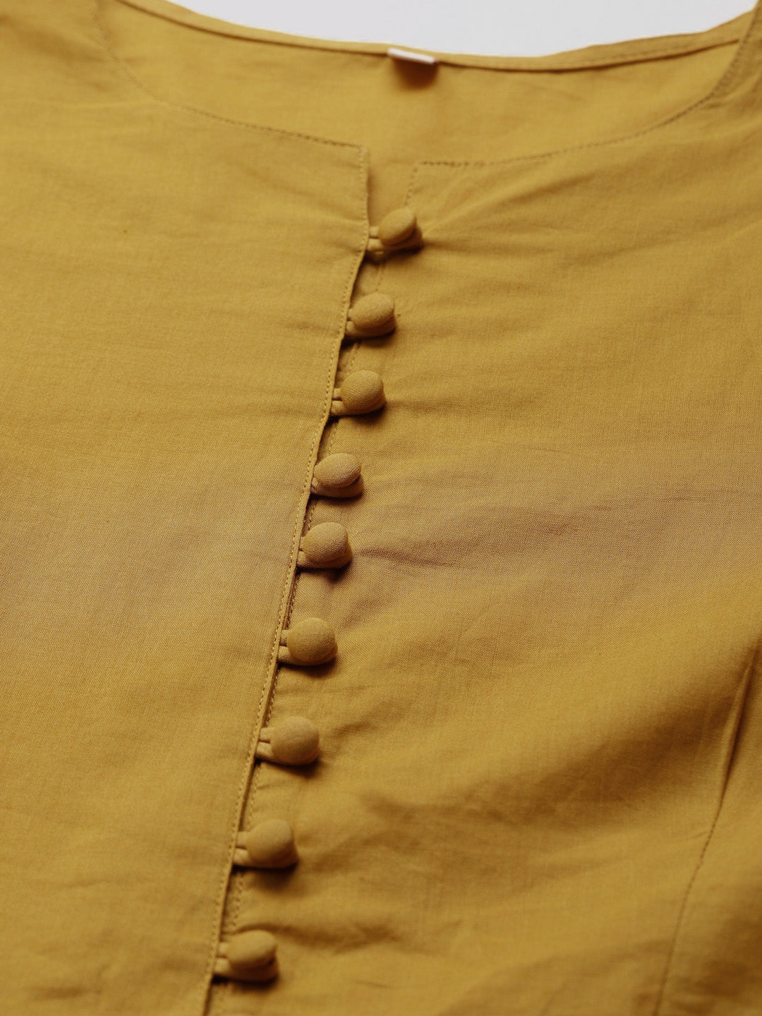 Biba Women Mustard Brown & Golden Printed Layered Anarkali Kurta - Distacart